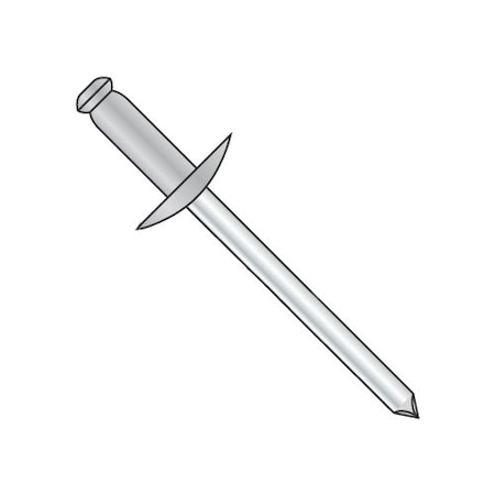 Newport Fasteners Blind Rivet, Large Flanged Head, 3/16 in Dia., 0.387 in L, Aluminum Body, 3000 PK 737837